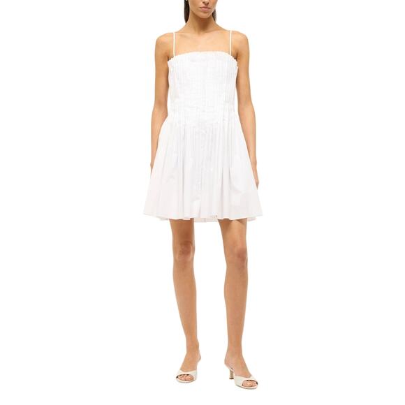 STAUD Dresses & Skirts - Staud Smocked White Bella Dress Size 0